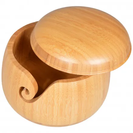 Infinity Hearts Garnskål i Naturlig Bambu 16x11cm