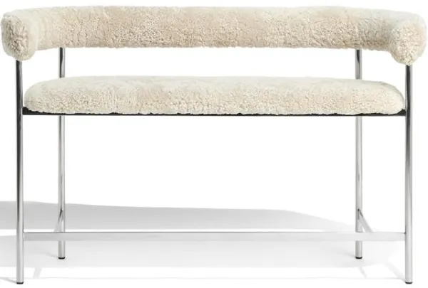 Möbel Copenhagen Font Bar Soffa 75 cm Fårskinn Oyster/Polerad Stålram