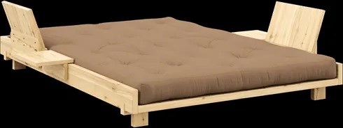 Karup Design Social Bäddsoffa med 2 st. ryggstöd, sidobord och madrass 140x200 Mocca/Klarlackad