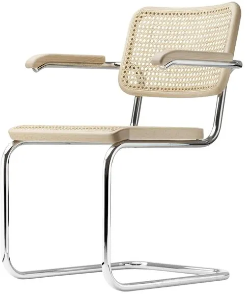 Thonet S 64 V Cantilever Matstol med Armstöd Krom/Bok