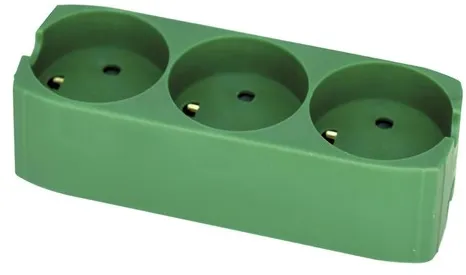 Gripo Vägguttag med 3 uttag och jord, Grön