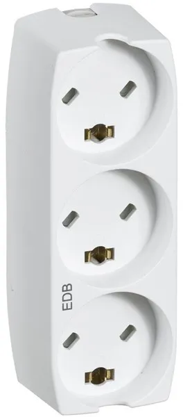 LK Vägguttag med 3 rektangulära kontakter EDB 2-polig med jord, vit