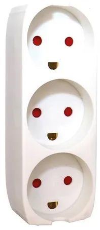 Gripo Vägguttag med 3 uttag och jord, Vit