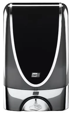 Deb Stoko dispenser, beröringsfri, svart plast med kromkant, 1,2 L