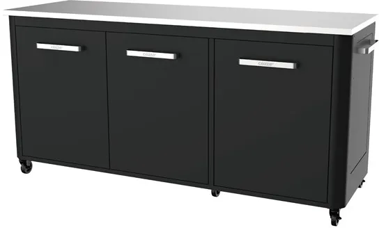 cozze ®utebord med 3-dörrar och 6 hjul rostfritt stål/svart/grå